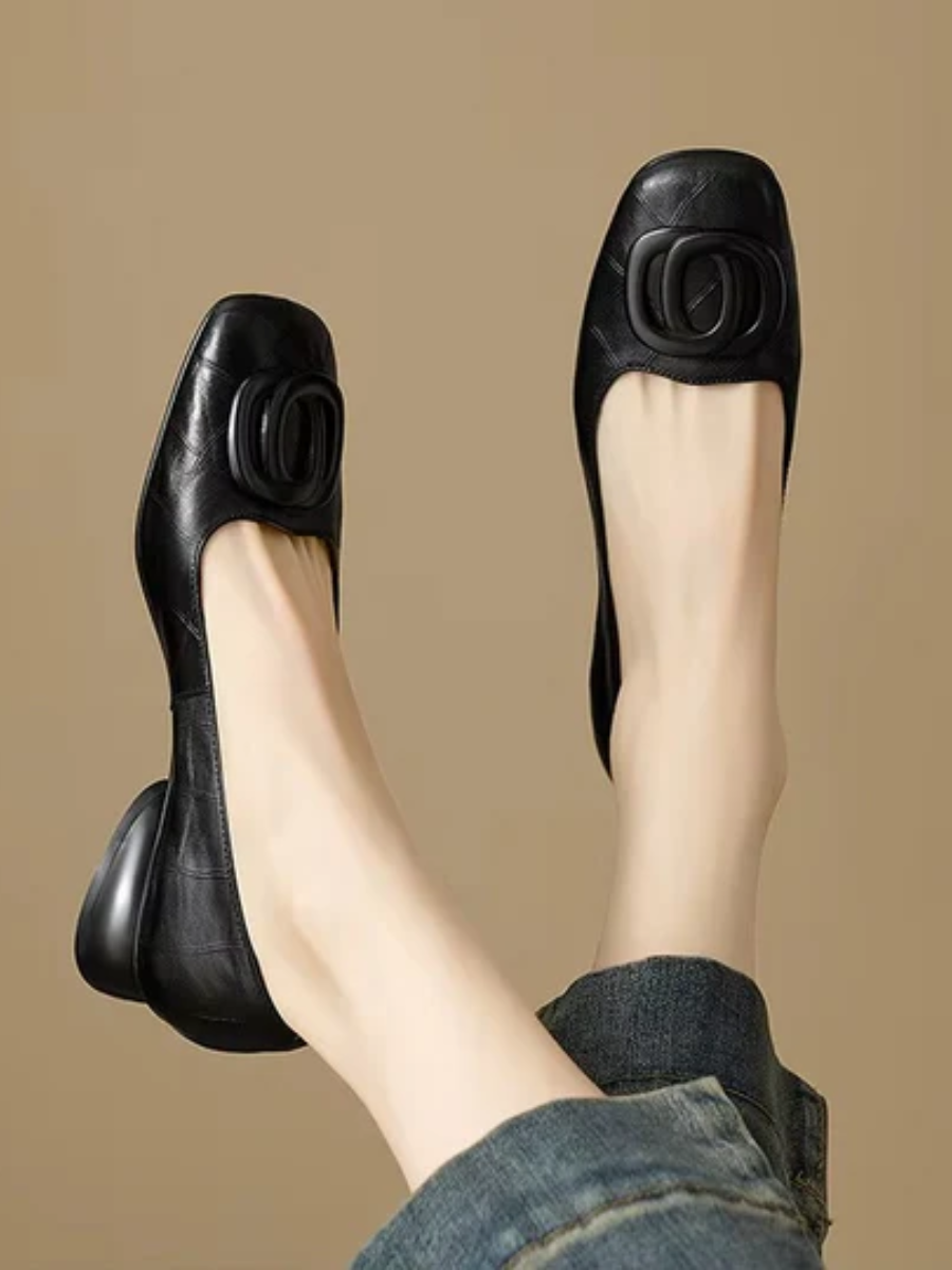 Lydia | Square-Toe Leather Flats