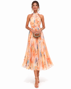 Aurora | Halter Neck Watercolour Print Dress
