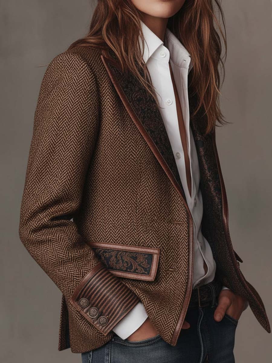 Violet | Herringbone Panel Blazer
