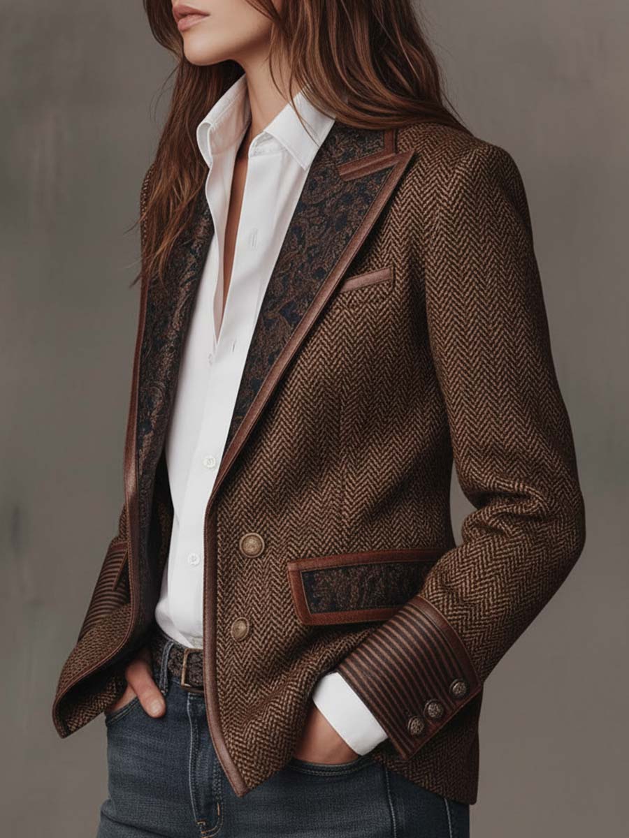 Violet | Herringbone Panel Blazer