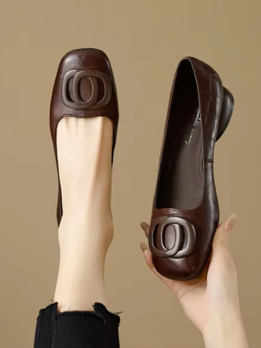 Lydia | Square-Toe Leather Flats