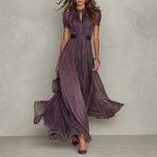 Vivienne | Lace Trim Chiffon Maxi Dress