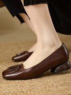 Lydia | Square-Toe Leather Flats