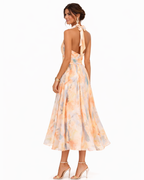 Aurora | Halter Neck Watercolour Print Dress