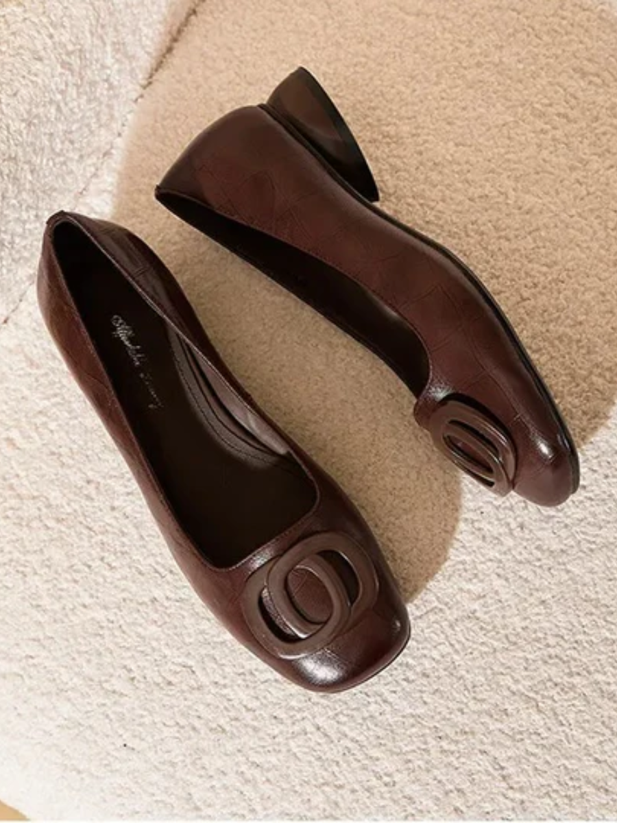 Lydia | Square-Toe Leather Flats
