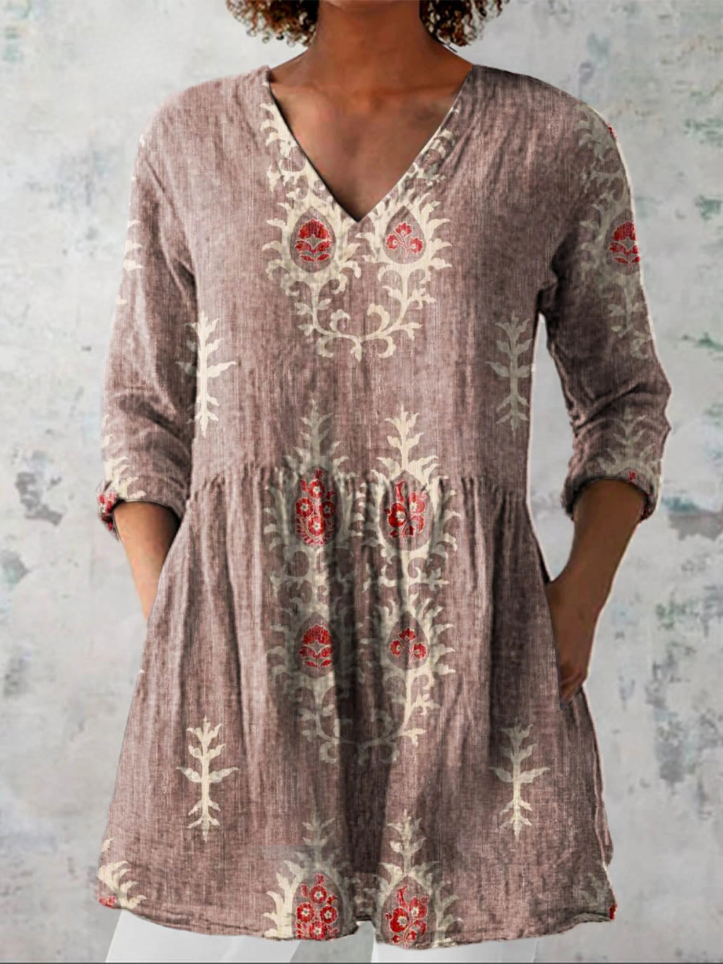 Elise | Long Blouse with V-Neck