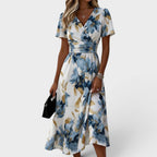 Ava™ | Floral Wrap Waist Midi Dress