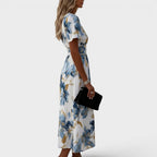 Ava™ | Floral Wrap Waist Midi Dress