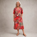GLORIA | VIBRANT MIDI DRESS WITH ELEGANT TUMMY COVERAGE