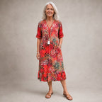 GLORIA | VIBRANT MIDI DRESS WITH ELEGANT TUMMY COVERAGE