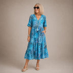 GLORIA | VIBRANT MIDI DRESS WITH ELEGANT TUMMY COVERAGE