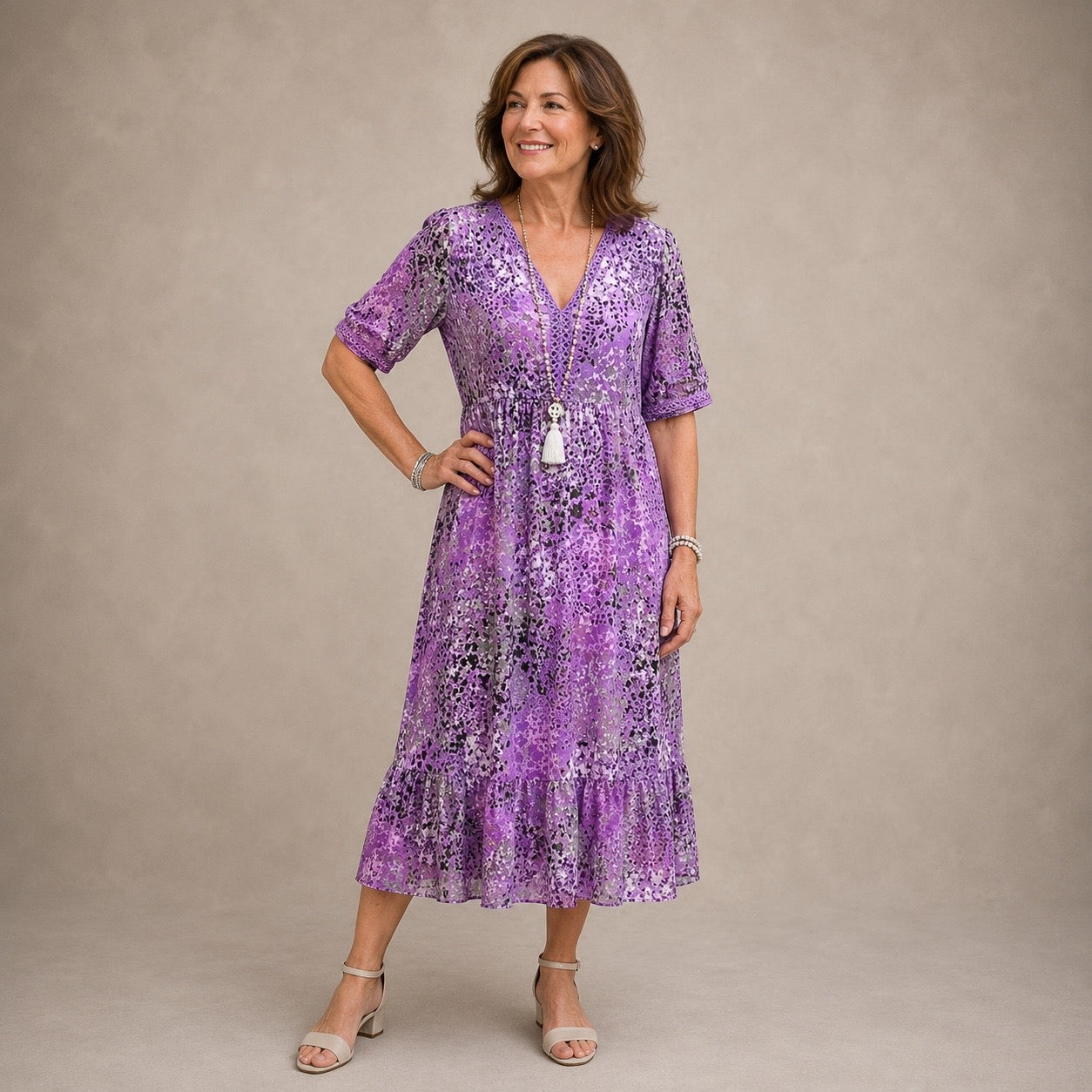 GLORIA | VIBRANT MIDI DRESS WITH ELEGANT TUMMY COVERAGE