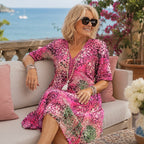 GLORIA | VIBRANT MIDI DRESS WITH ELEGANT TUMMY COVERAGE