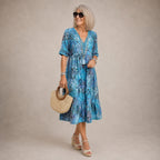 GLORIA | VIBRANT MIDI DRESS WITH ELEGANT TUMMY COVERAGE