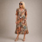 GLORIA | VIBRANT MIDI DRESS WITH ELEGANT TUMMY COVERAGE