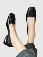 Lydia | Square-Toe Leather Flats