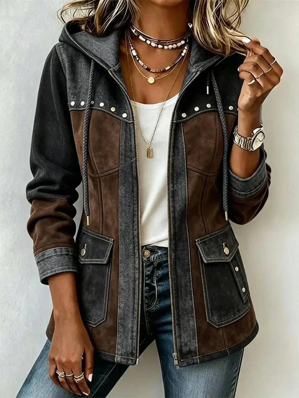 Isla | Two-Tone Hooded Jacket