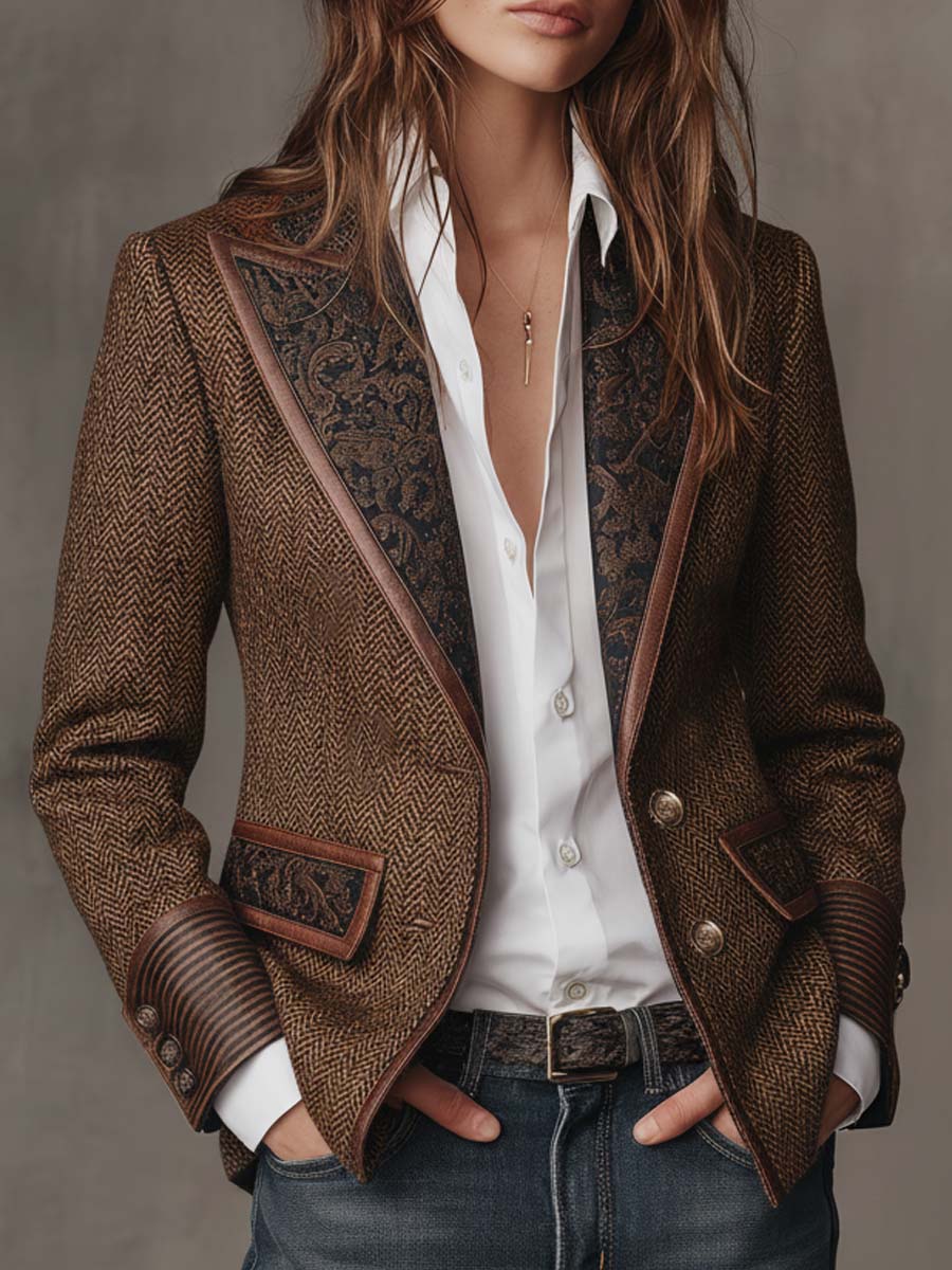 Violet | Herringbone Panel Blazer