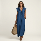 JOSETTE | ELEGANT RUFFLE V-NECK MAXI DRESS