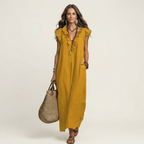 JOSETTE | ELEGANT RUFFLE V-NECK MAXI DRESS
