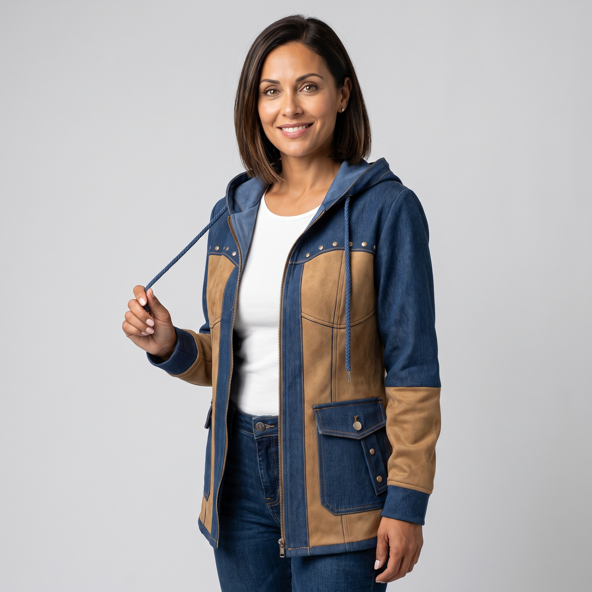Isla | Two-Tone Hooded Jacket