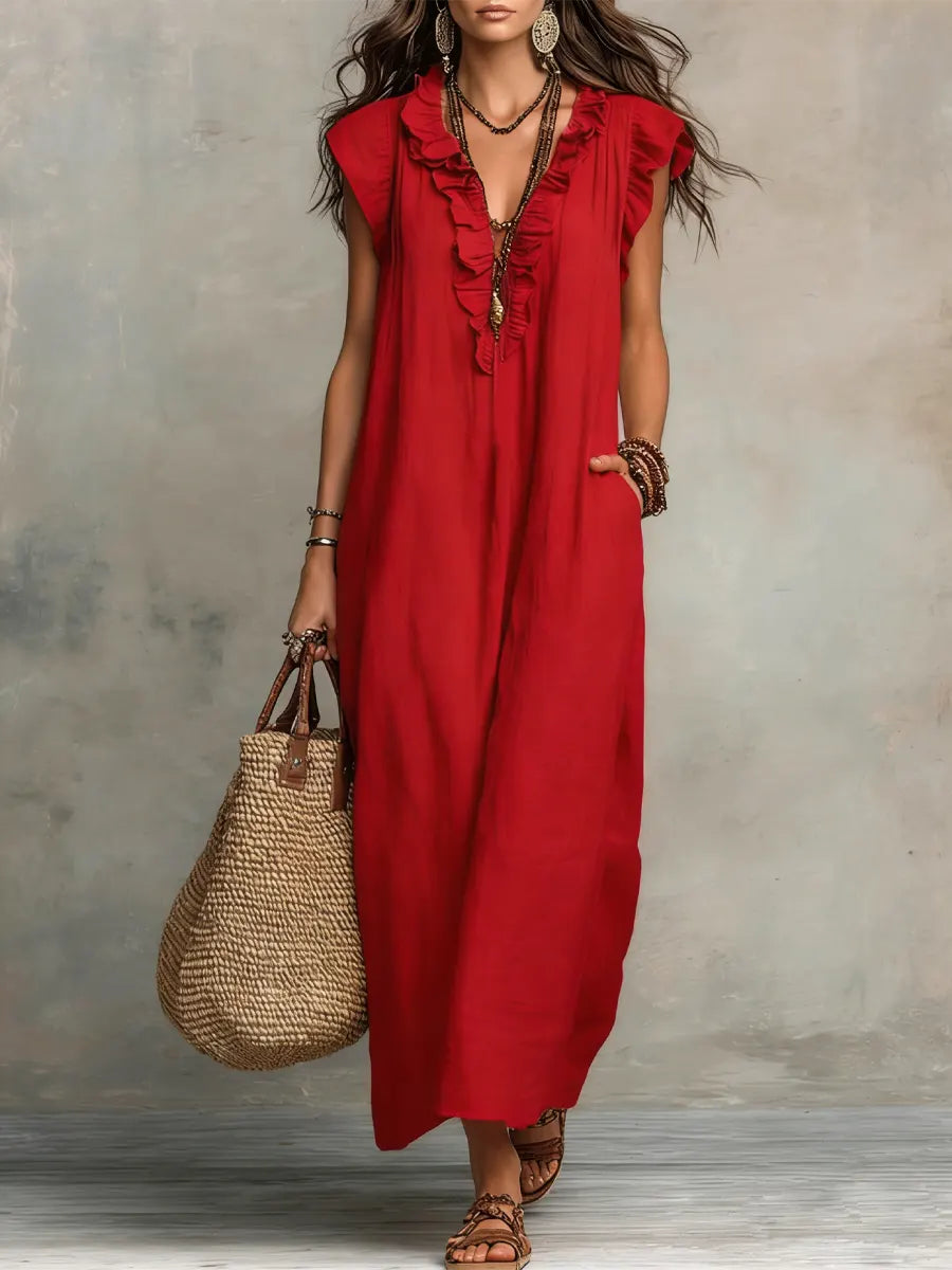 Camélia | Long Bohemian Linen & Cotton Dress
