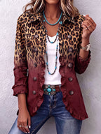 Elspeth | Leopard Ombre Ruffle Blazer Jacket