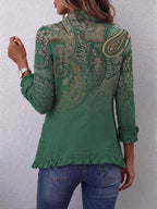 Jemara | Bohemian Paisley Print Ruffled Jacket