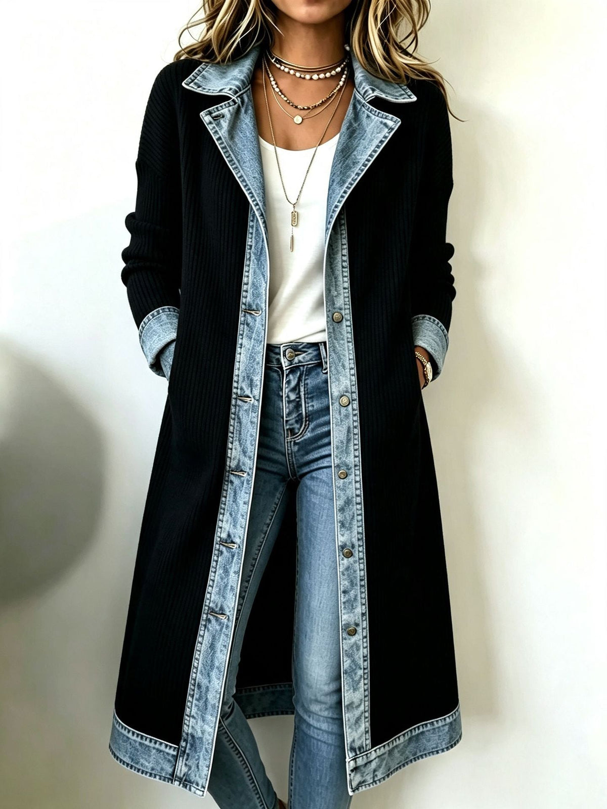 Bethany | Long Denim-Style Cardigan