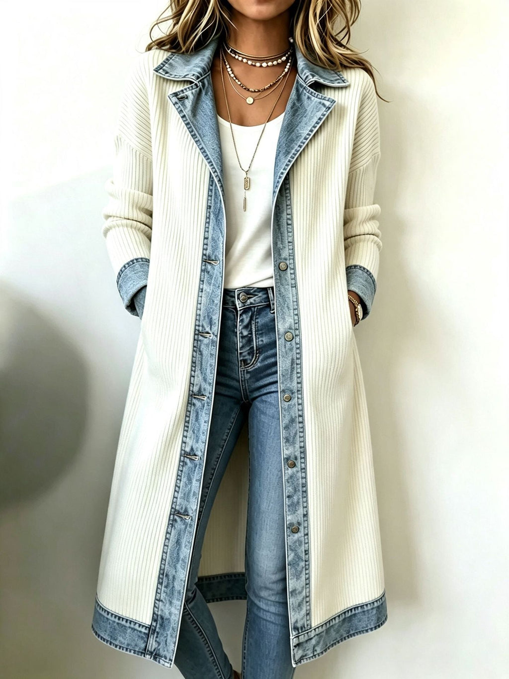 Bethany | Long Denim-Style Cardigan