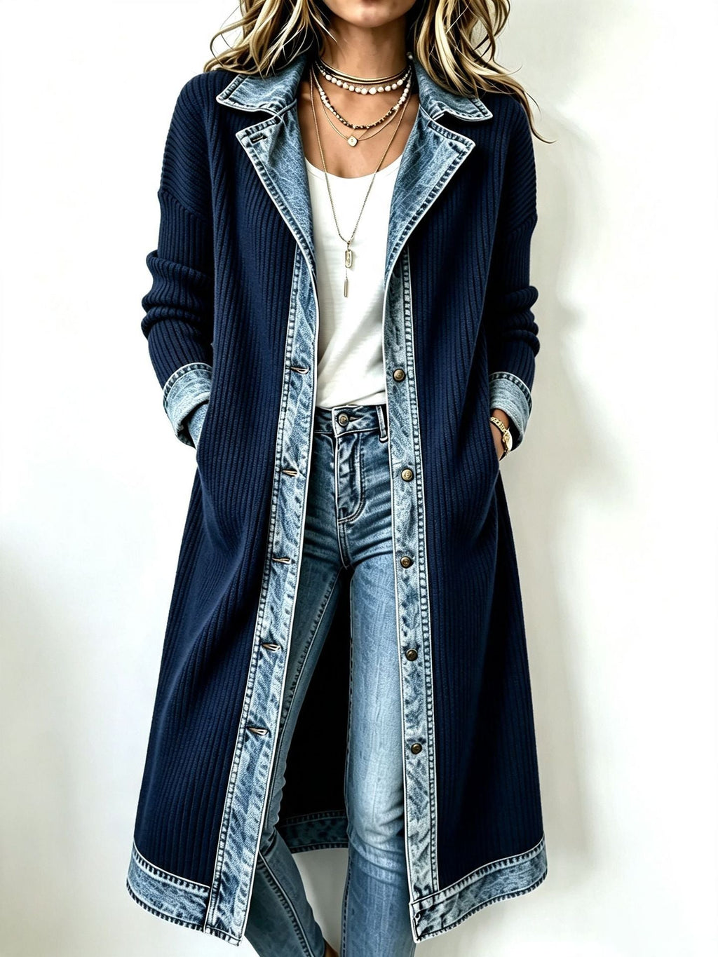 Bethany | Long Denim-Style Cardigan