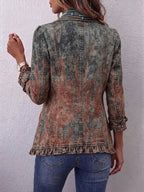 Bristow | Vintage Gradient Textured Print Ruffle Jacket