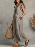 Camélia | Long Bohemian Linen & Cotton Dress