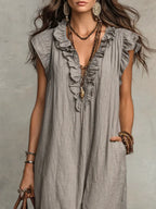 Camélia | Long Bohemian Linen & Cotton Dress