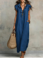 Camélia | Long Bohemian Linen & Cotton Dress