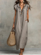 Camélia | Long Bohemian Linen & Cotton Dress