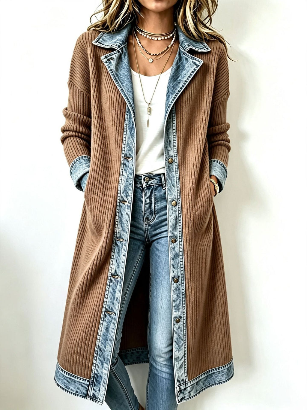 Bethany | Long Denim-Style Cardigan