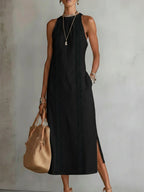 Jimena | Midi Dress With a Mandarin Collar