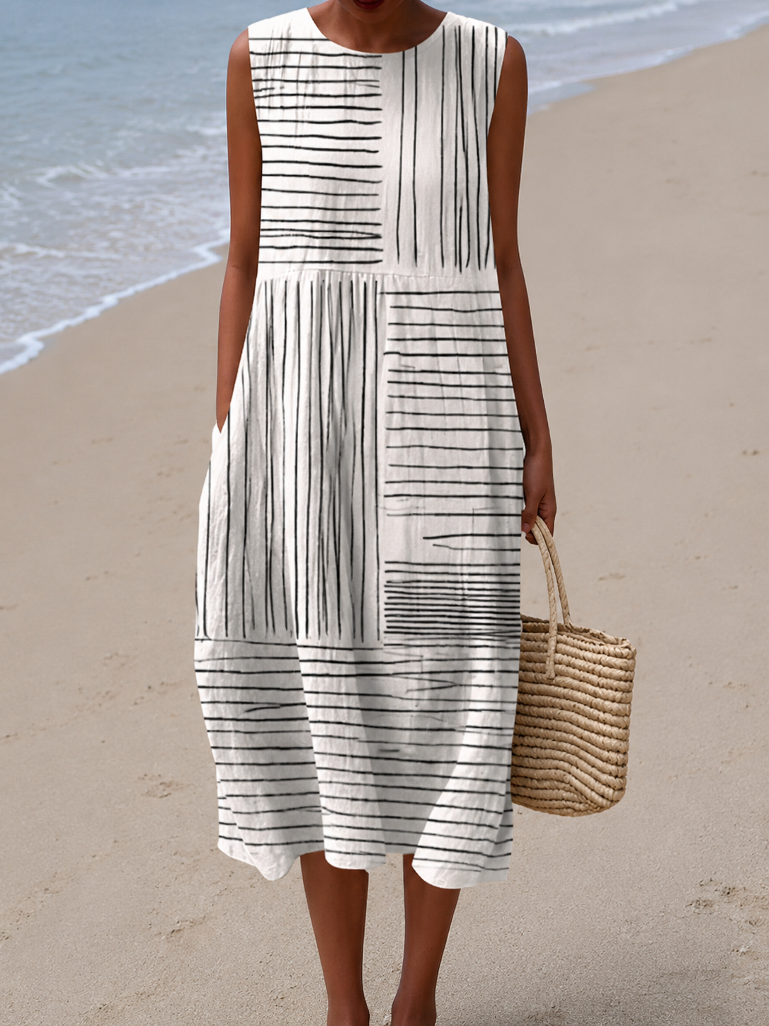 Celeste | Mixed Stripe Midi Dress